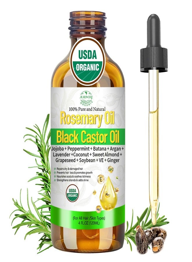 MMPANG Organic Rosemary Oil for Hair Growth, USDA Certified Rosemary Castor Blend Oils Cold Pressed for Thicker, Fuller Hair, Eyebrows, Soothe Itchy Scalp & Repair Damaged Hair – 4 FL OZ - Image 1
